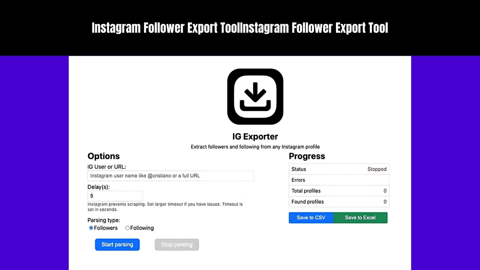 instagram export follower tool